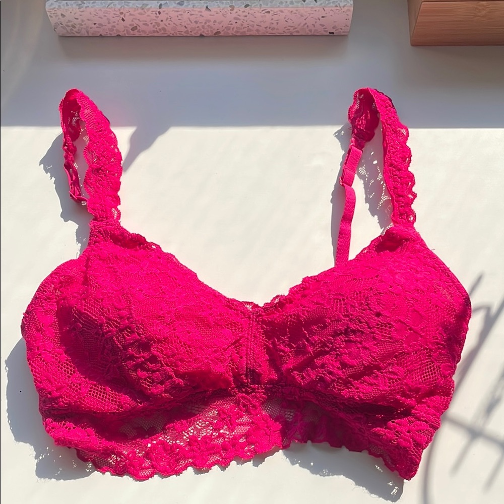 Lace Bralette in Vibrant Pink